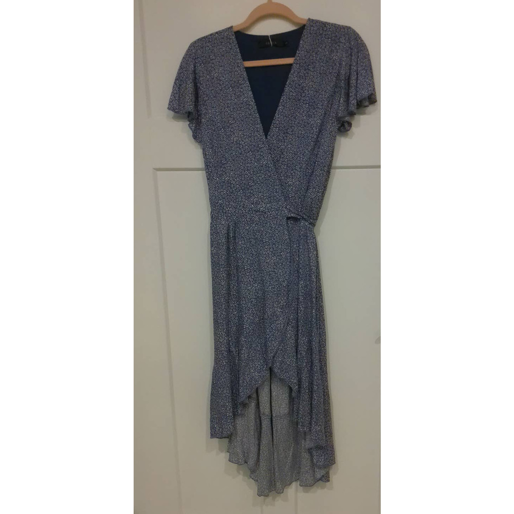 Zesica Blue and White Print Wrap Dress Size S NWT